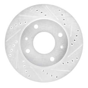 Hyundai Sonata Brake Rotor (1) - Front Right - R1 Concepts - Drilled & Slotted - Silver - `01-`03